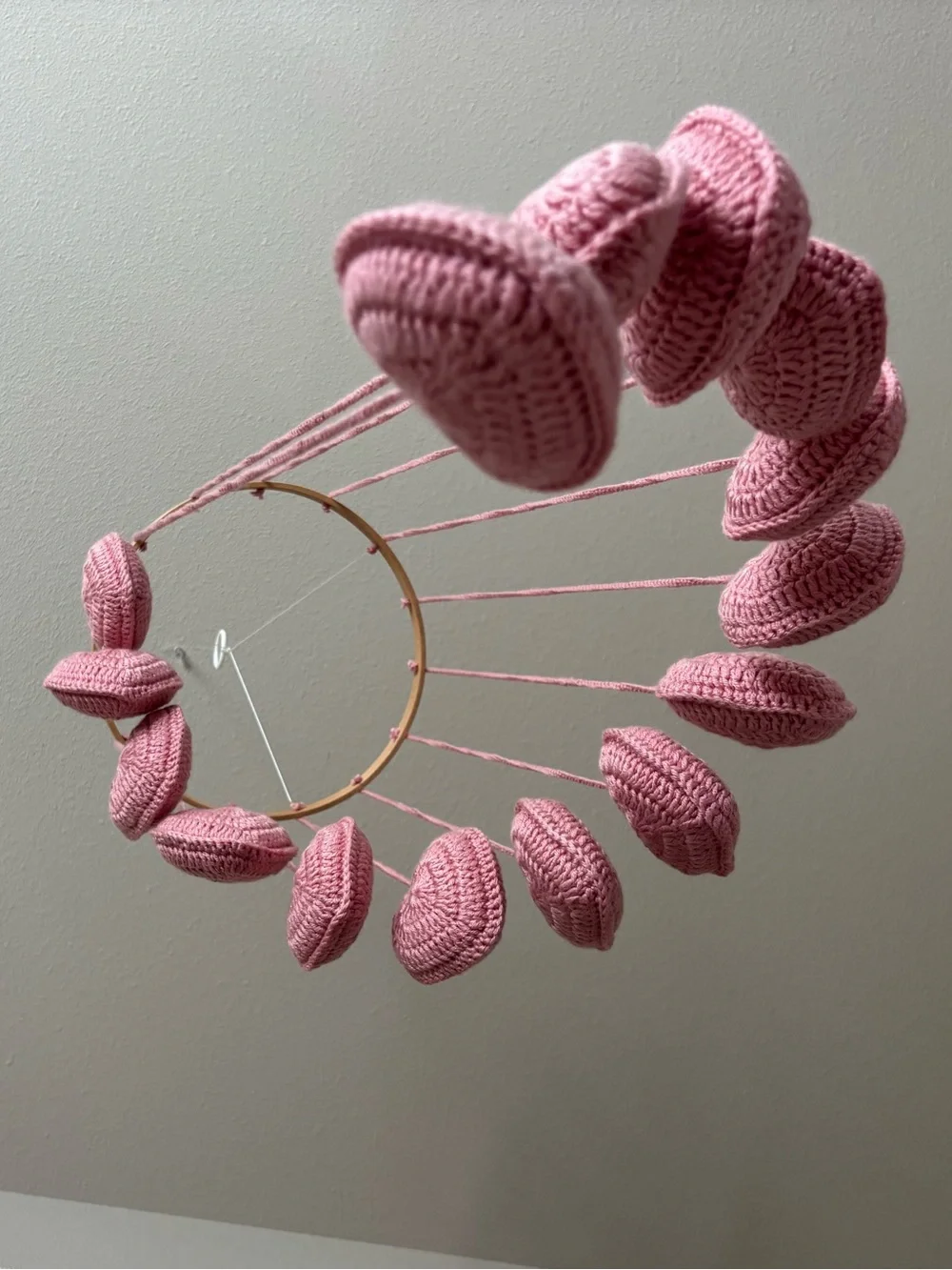 Handmade Pink Heart Mobile Nursery